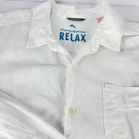 Tommy Bahama White Linen Breezer Button-Up Long Sleeve Men's Shirt Beach XXL - Picture 6 of 10